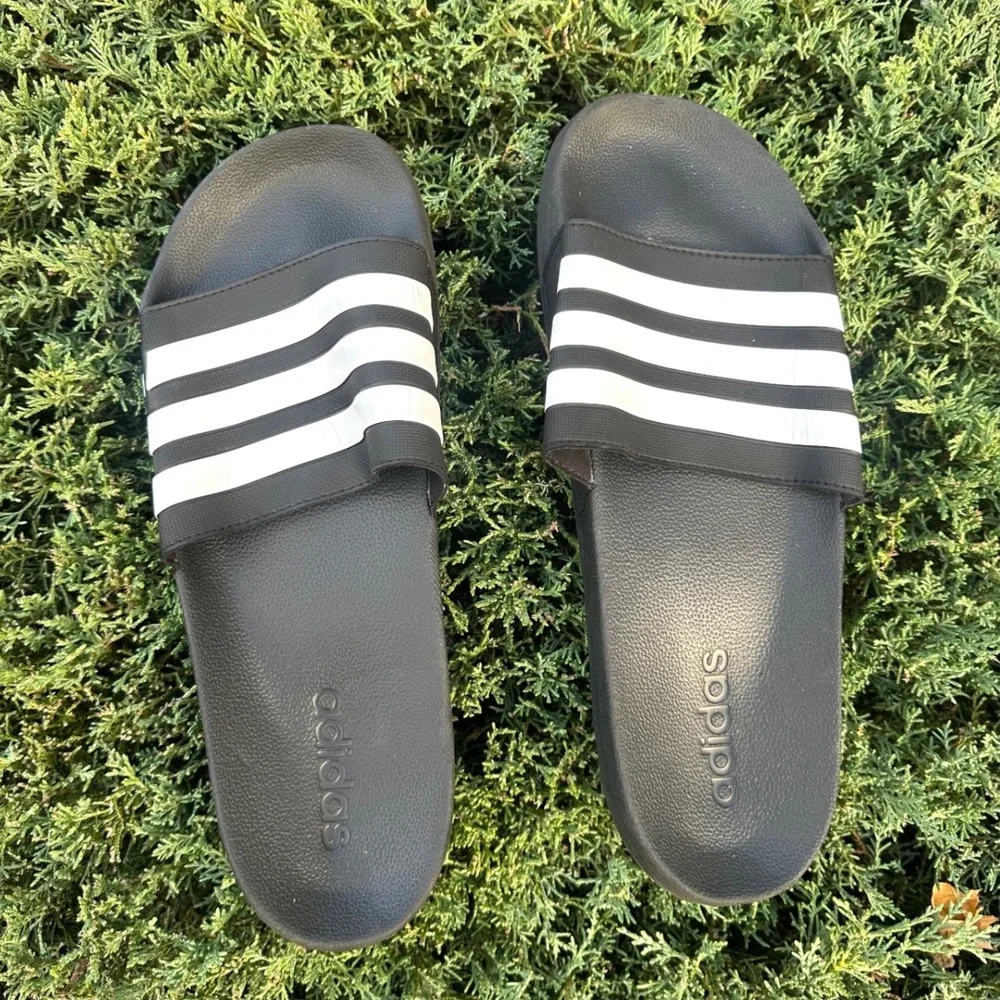 Adidas Adilette Shower‎ Slide Sandals Men's Size 14 Black White